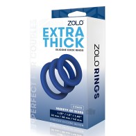 Zolo Extra Thick Silicone Cock Rings - Blue Pack Of 3