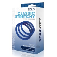 Zolo Stretchy Silicone Cock Rings - Blue
