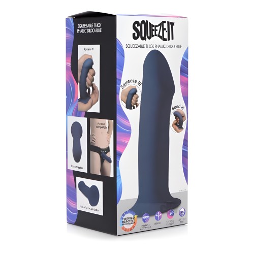 Dildo Fálico Espeso Squeezable - Azul | Juego Supremo