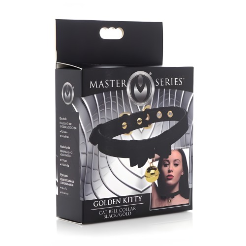 Golden Kitty Cat Bell Collar - Pink/Silver