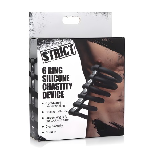Dispositivo de Castidad de Silicona con 6 Anillos - Placer BDSM