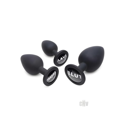 Dirty Words Anal Plug Set - 3 Piece Black