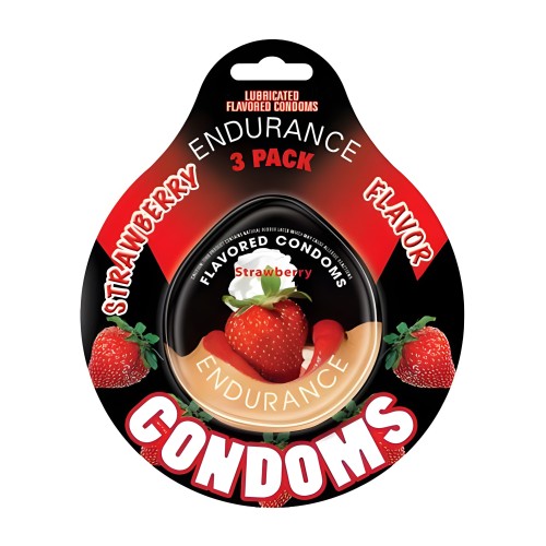 Lubricated Flavored Endurance Condoms - Strawberry