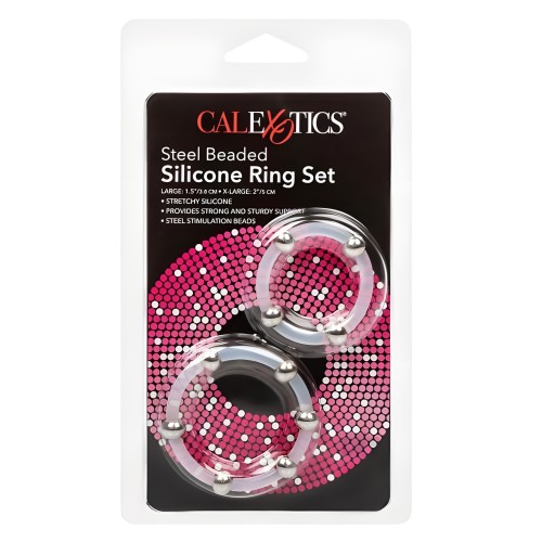 Steel Beaded Silicone Ring Set - Intense Stimulation