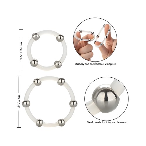 Steel Beaded Silicone Ring Set - Intense Stimulation