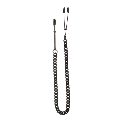 Pinza Tweezer Negra con Cadena de Enlace