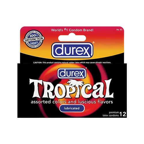 Condones Durex Tropical de Colores y Aromas - Caja de 12
