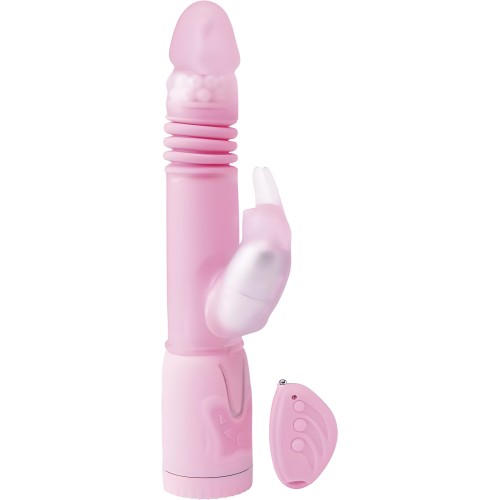 Remote Control Thrusting Rabbit Pearl Vibrator - Pink