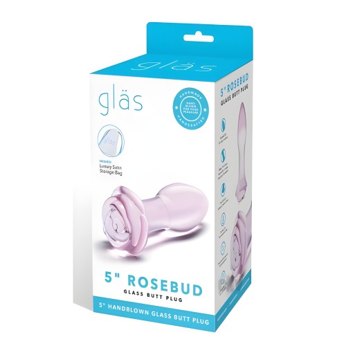Glas 5" Rosebud Glass Butt Plug