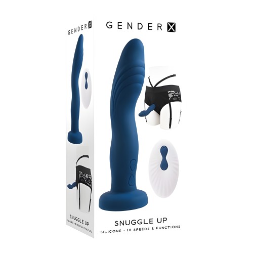 Gender X Vibrador Snuggle Up y Arnés Azul
