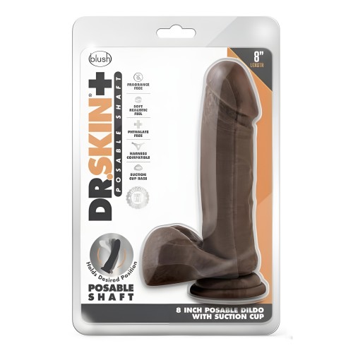 Dildo Posable Dr. Skin Plus con Bolas 8 In. Chocolate
