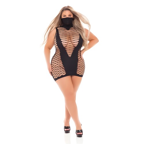 Pink Lipstick Masquerade Dress - Black Qn