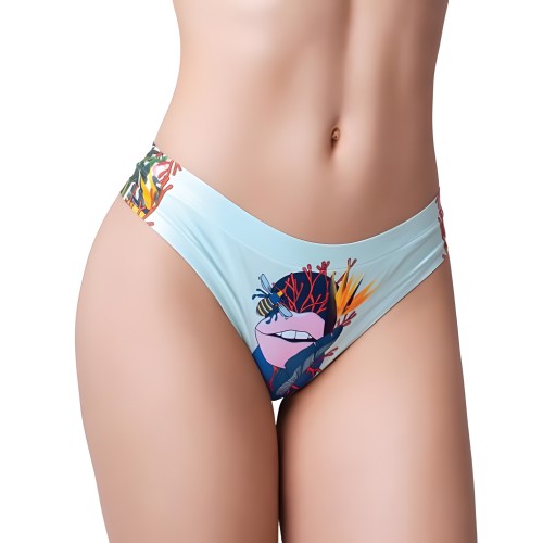 Mememe Botanic Panic Lips Printed Thong - Large