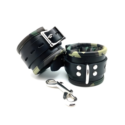 Muñequeras de Cuero Sensual Sin con Acolchado y Piping Camo