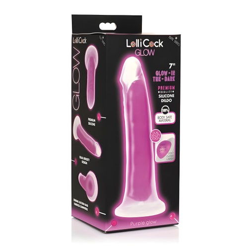 Curve Toys Lollicock 7" Glow In The Dark Silicone Dildo - Purple