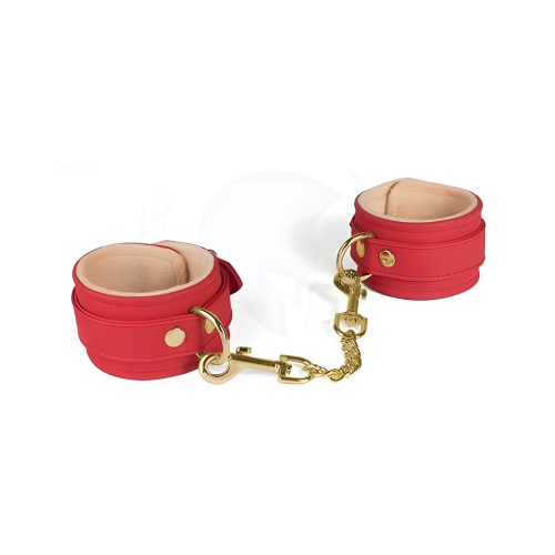 Spartacus Pu Ankle Cuffs W/plush Lining - Red