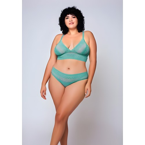 Geometric Lace Bralette & Hipster Teal 2x