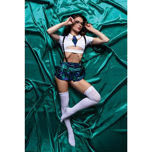 Role Play Sultry School Babe 6 Pc Set Green M/L