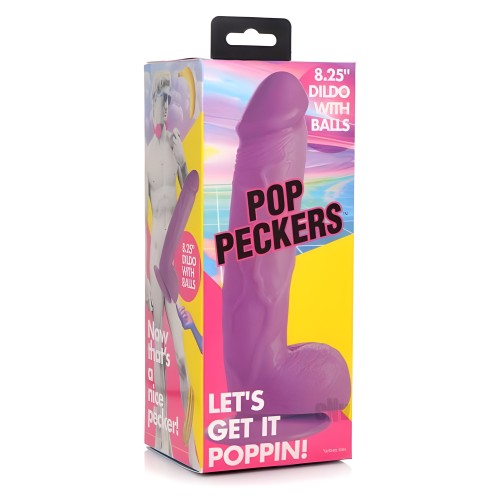 Pop Peckers Dildo W/balls 8.25 Purple
