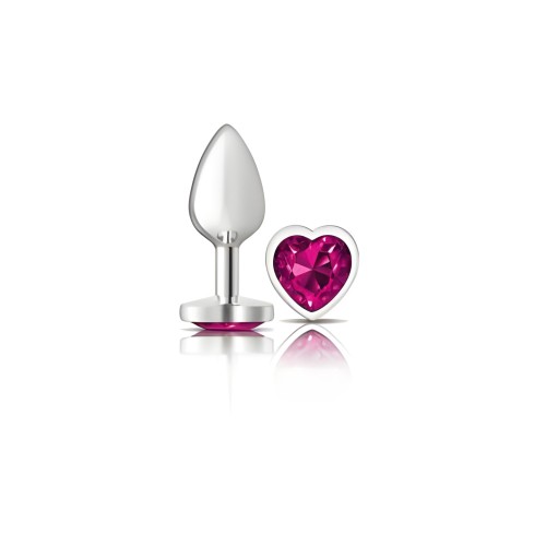 Cheeky Charms Heart Bright Pink Small Silver Plug