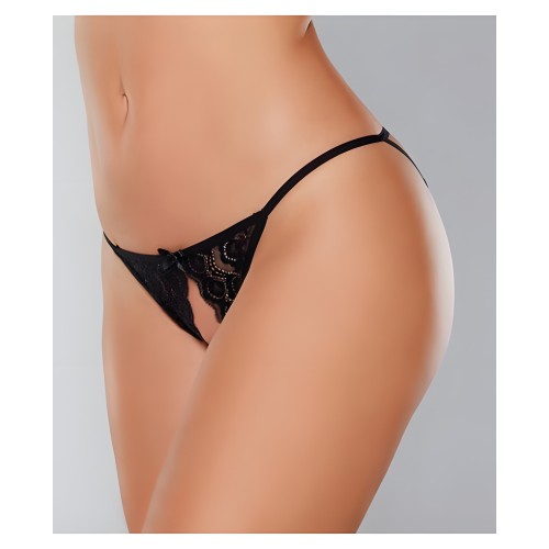 Panty Abierto Frontal con Tirantes Adore Luv Negro Talla Única