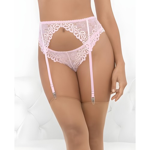 Lace Romance Garterbelt - Pink Large