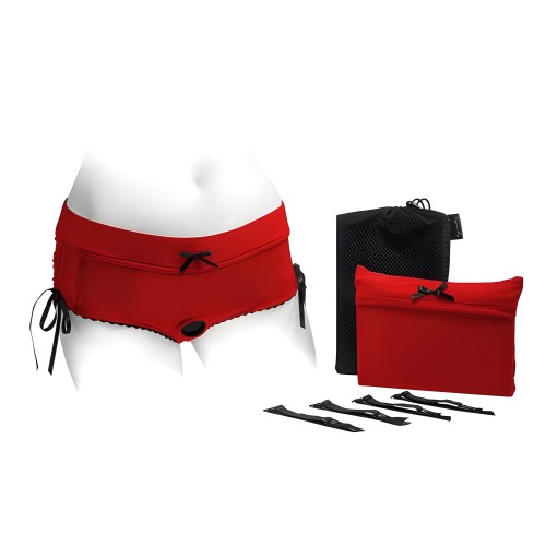Spareparts Sasha Cinch Booty Short Harness - Red/Black