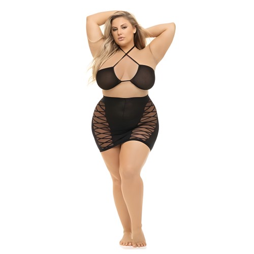 Sostén Halter Pink Lipstick y Falda - Talla Reina