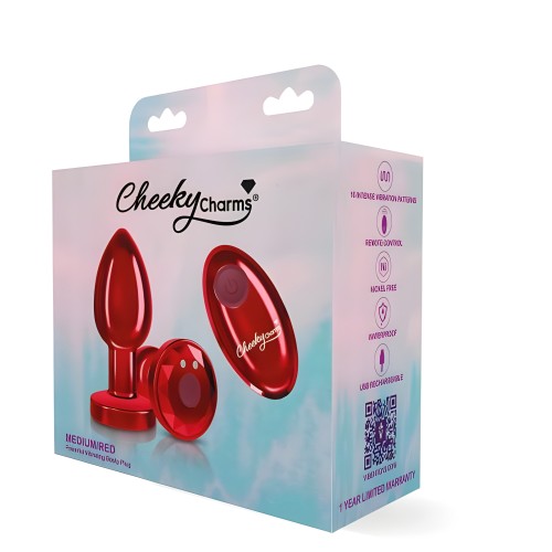 Plug Metálico Vibrante Cheeky Charms Rojo Mediano con Control Remoto