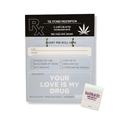 Tarjeta de Saludo Prescripción Stoner con Cerillos