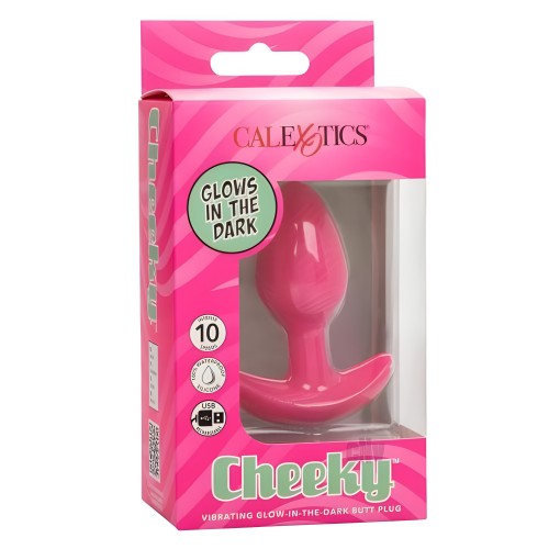 Cheeky Glow In The Dark Vibrating Butt Plug - Pink