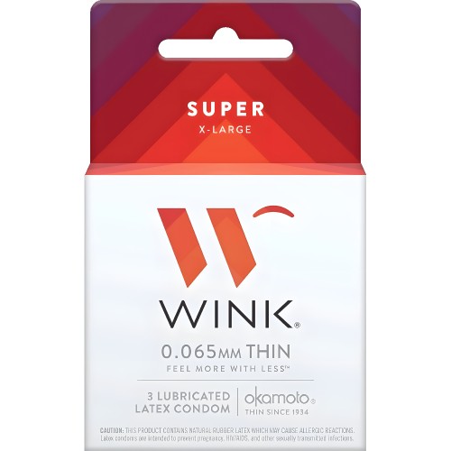 Condomes Wink Super X-Large 3 Ct - Ultra Delgados, Estriados