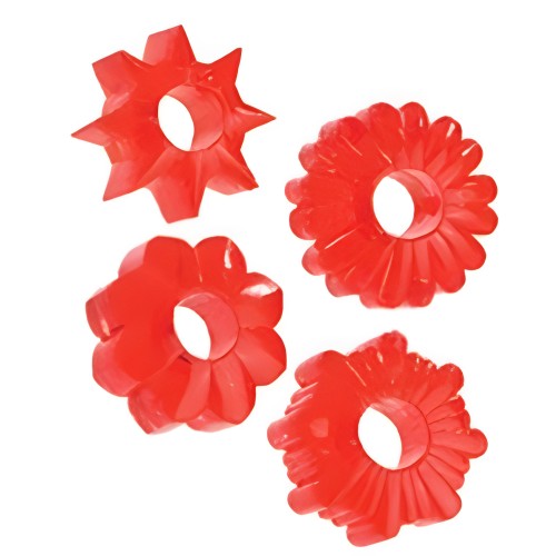 Basic Essentials 4pk Red - Cock Rings
