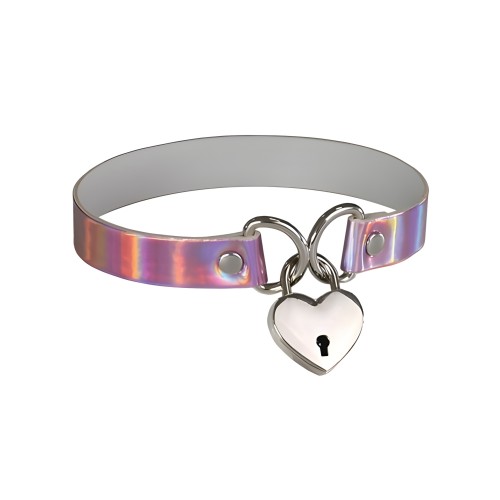 Collar Plesur con Candado Corazón - Rosa Holográfico