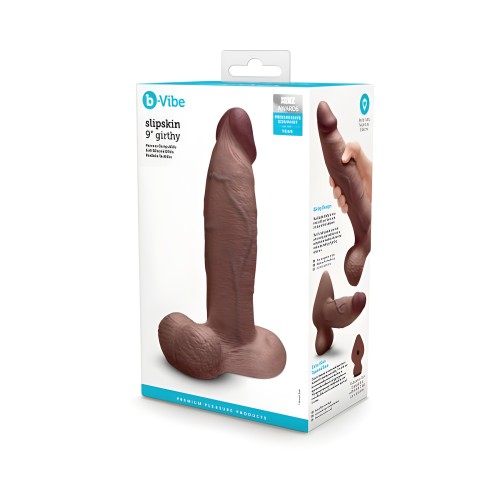 B-vibe Slipskin Dildo Gordo 9 Marrón