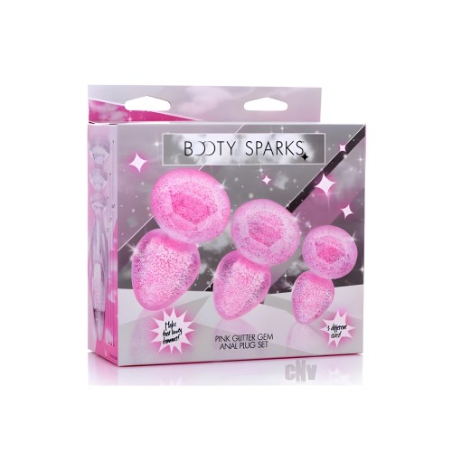 Glitter Gem Anal Plug Set - Pink