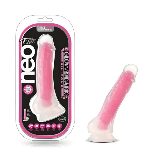 Neo Elite Dildo que Brilla en la Oscuridad 7.5" de Silicona