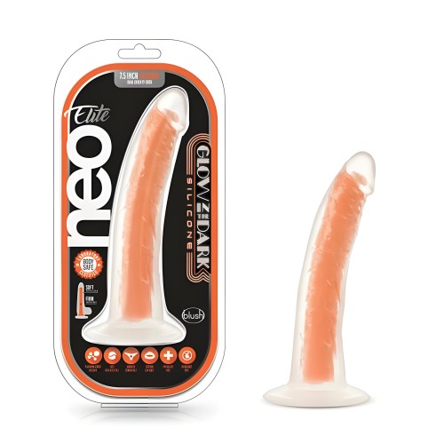 Dildo Neo Elite Brillante en la Oscuridad - 7.5in Naranja Neón