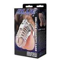 Blue Line Deluxe Chastity Cage - Silver