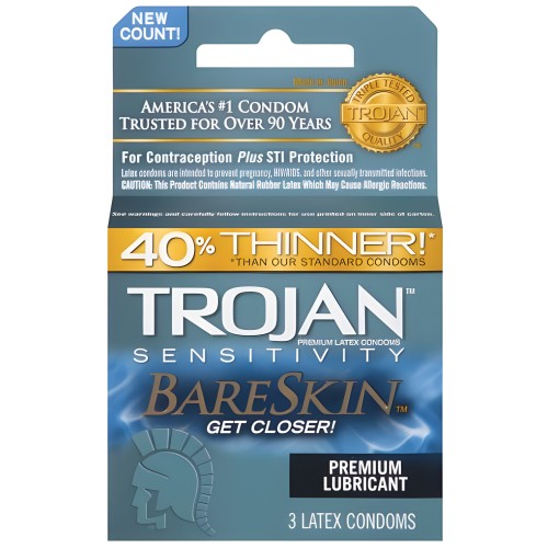 Condones Trojan Bareskin Más Finos - Paquete de 3