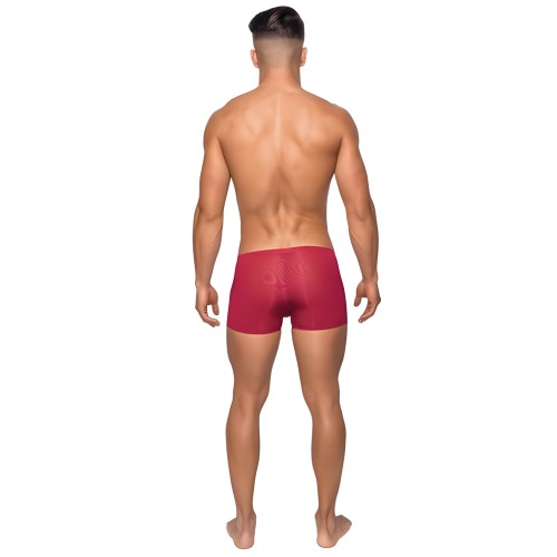 Male Power Seamless Sleek Short W/sheer Pouch Wine Large