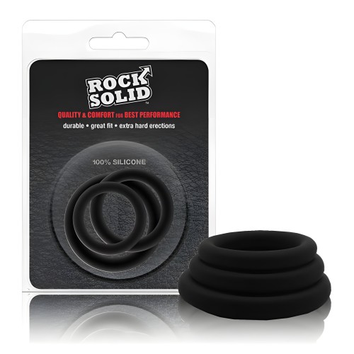 Rock Solid Tri-Pack Silicone Gasket Cock Rings - Black