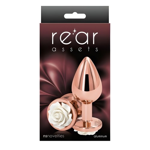 Rear Assets Rose Anal Plug - Medium - White