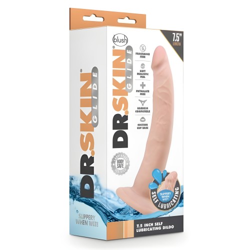 Dr. Skin Glide Self-Lubricating Dildo, 7.5 inches Vanilla