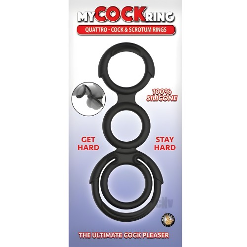 My Cockring Quattro Anillos Para Pene Y Escroto - Negro