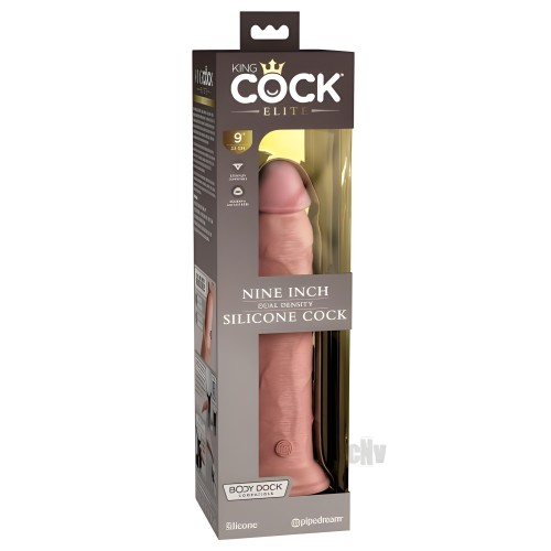 King Cock Elite Pene de Silicona de Doble Densidad 9 In. Claro
