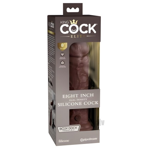 Dildo King Cock Elite de Silicona de Doble Densidad 8 Pulgadas Marrón