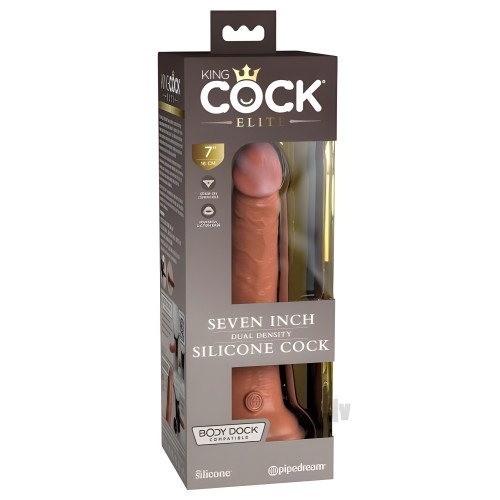 Pene de Silicona Dual-Densidad King Cock Elite 7 Pulgadas - Beige