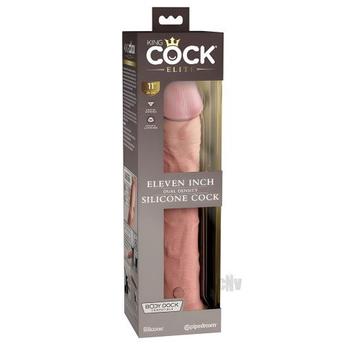 King Cock Elite Dildo de Silicona de Doble Densidad 11 Pulgadas Claro