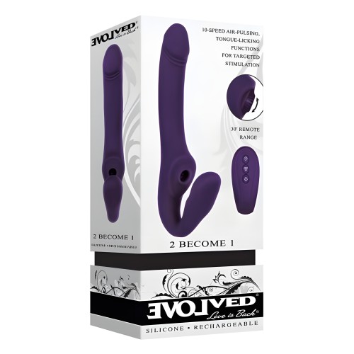 Evolved 2 Become 1 Silicone Rechargeable Strapless Strap-on Purple